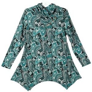 Cestyle Women’s Long Sleeve Cowl Neck Paisley Tunic Size XL